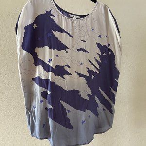 Cabi Celestial Print Silk Blouse Sz M